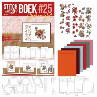 STDOBB025 Stitch And Do Boek A6 25 - Reddish Flowers