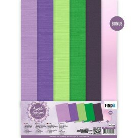 PM-A4-10034 Linnen Cardstock Pack - Precious Marieke - Purple Blossom - A4