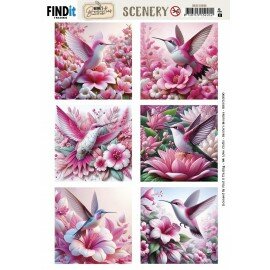 Scenery Push out - Berries Beauties -&nbsp;Pink Hummingbird -&nbsp;Square