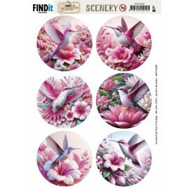 Scenery Push out - Berries Beauties -&nbsp;Pink Hummingbird&nbsp;- Round