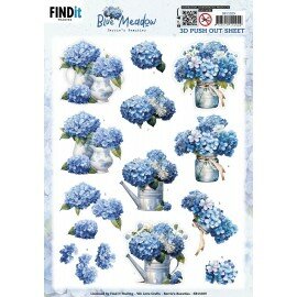 3D Pushout Sheet - Berries Beauties - Blue Meadow - Vase