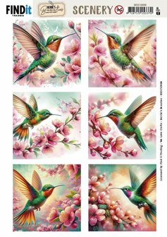 Scenery Push out - Berries Beauties - Lovely Hummingbirds - Square