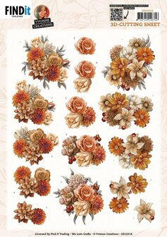 3D Cutting Sheet - Yvonne Creations - Orange Floral