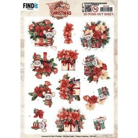 3D Pushout Sheet - Yvonne Ceations - Floral Christmas- Floral Presents