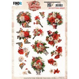 3D Cutting Sheet - Yvonne Ceations - Floral Christmas- Floral Vase