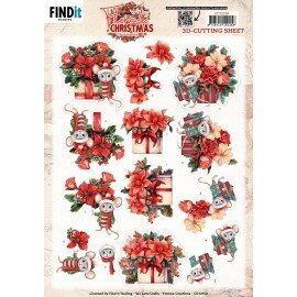 3D Cutting Sheet - Yvonne Ceations - Floral Christmas- Floral Presents