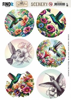 Scenery Push out - Berries Beauties - Colorful Hummingbirds - Round