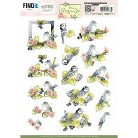 3D Cutting Sheet - Precious Marieke- Navy Elegance - Blue Birds