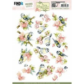 3D Cutting Sheet - Precious Marieke- Navy Elegance - Flower Bird