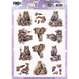 3D Cutting Sheet - Berries Beauties - Pastel Purple Christmas - Owl