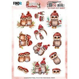 3D Pushout Sheet - Berries Beauties - A Very Furry Christmas - Owl