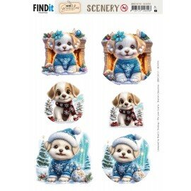 Scenery Push out - Berries Beauties - Christmas Dog