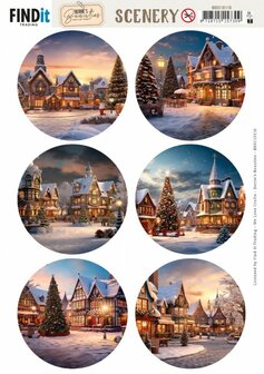 Scenery Push out - Berries Beauties - Christmas Village - Round