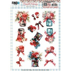3D Pushout Sheet - Berries Beauties - Frosted Florals - Vase