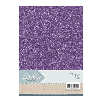 CDEGP015 Card Deco Essentials Glitter Paper Purple A4 230 grs 6 vel