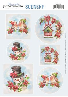 CDS10032 - Push Out Scenery - Yvonne Creations - Aquarella - Christmas Birds