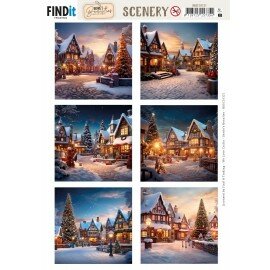 BBSC10121 Scenery Push out - Berries Beauties - Magical Winter Village - Square