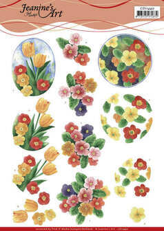 CD11440 3D cutting sheet - Jeanines Art - Knipvel A4 - Aquarel Spring Flowers