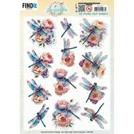 SB11096 3D Pushout Sheet - Berries Beauties - Dragonflies - Azure