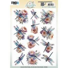 CD12444 3D Cutting Sheet - Berries Beauties - Dragonflies - Azure