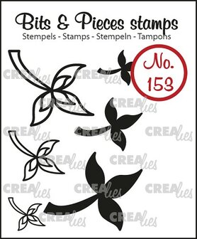 CLBP153 Crealies Clearstamp Bits &amp; Pieces Mini Leaves nr. 153 6x mini blaadjes