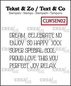 CLWSEN02 Crealies - Clearstamps Teks &amp; Zo - Word strips Dream (ENG)