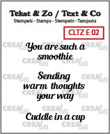 CLTZE02 Crealies Clearstamp - Tekst &amp; Zo English stamps no. 2, Warm drinks B