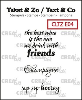 CLTZE04 Crealies Clearstamp - Tekst &amp; Zo English stamps no. 4, Wine C