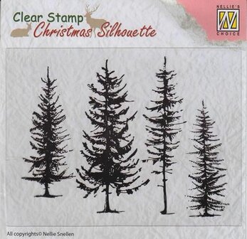 CSIL004 Nellies Choice Christmas Silhouette Clear stamps dennenbomen 96x70mm