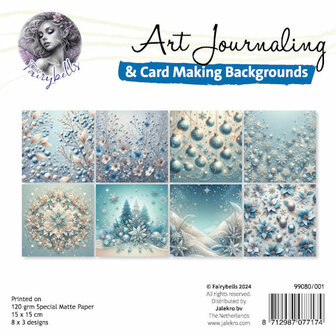 001 Fairybells Art Journaling &amp; Card Making Backgrounds Set Kerst - Winter Blauw