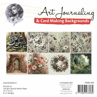 008 Fairybells Art Journaling &amp; Card Making Backgrounds Set Fairies groen-lila-zalm