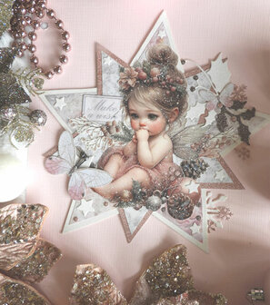 012 Fairybells Art Journaling &amp; Card Making Backgrounds Set Kerst Roze