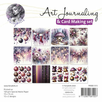 015 Fairybells Art Journaling &amp; Card Making Backgrounds Set Kerst Paars