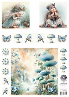 Fairybells blauw combi knipvellen 3 stuks voor pop-up en decoupage