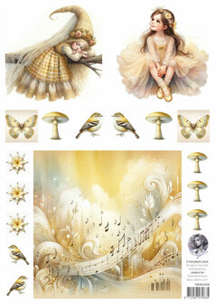 Fairybells geel combi knipvellen 3 stuks voor pop-up en decoupage
