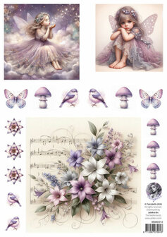 Fairybells lila combi knipvellen 3 stuks voor pop-up en decoupage