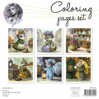 005 Fairybells Coloring Pages kleurplaten Set 5 (20x20 cm) met ingekleurd voorblad