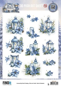 3D Uitdrukvel - Berries Beauties - Blue Christmas - Christmas Lanterns