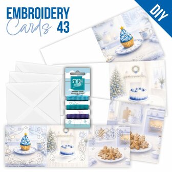 Stitch and Do kaarten 43 - blauwe kersttraktaties