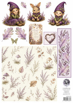 Fairybells combi knipvel voor pop-up en decoupage - heide combi