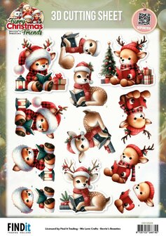 3D Cutting Sheet - Berries Beauties - Furry Christmas Friends - Christmas Deer