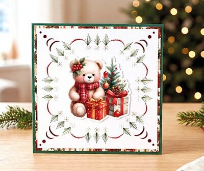 3D Pushout Sheet - Berries Beauties - Furry Christmas Friends - Christmas Bear