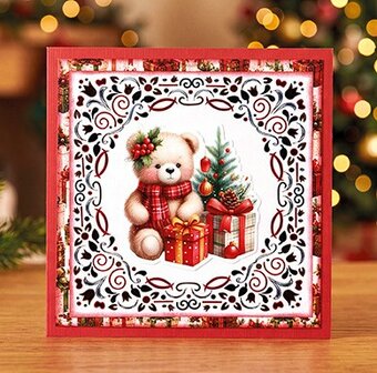 3D Pushout Sheet - Berries Beauties - Furry Christmas Friends - Christmas Bear