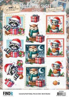 3D Cutting Sheet - Berrie's Beauties - Christmas Stamps - Woodland Friends