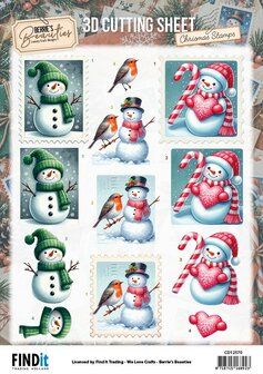 3D Cutting Sheet - Berrie's Beauties - Christmas Stamps - Snowmen