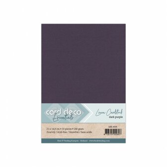 A5 donkerpaars linnenkarton van Card Deco Essentials, 240 g/m&sup2;, pakje met 10 vellen