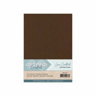 A5 chocoladebruin linnenkarton van Card Deco Essentials, 240 g/m&sup2;, pakje met 10 vellen