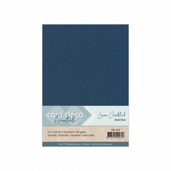 A5 donkerblauw linnenkarton van Card Deco Essentials, 240 g/m&sup2;, pakje met 10 vellen