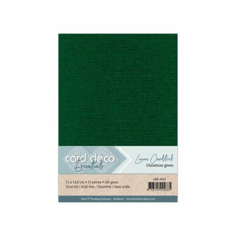 A5 kerstgroen linnenkarton van Card Deco Essentials, 240 g/m&sup2;, pakje met 10 vellen