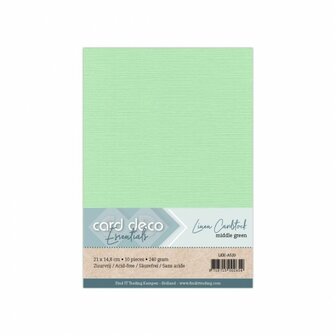 A5 middengroen linnenkarton van Card Deco Essentials, 240 g/m&sup2;, pakje met 10 vellen